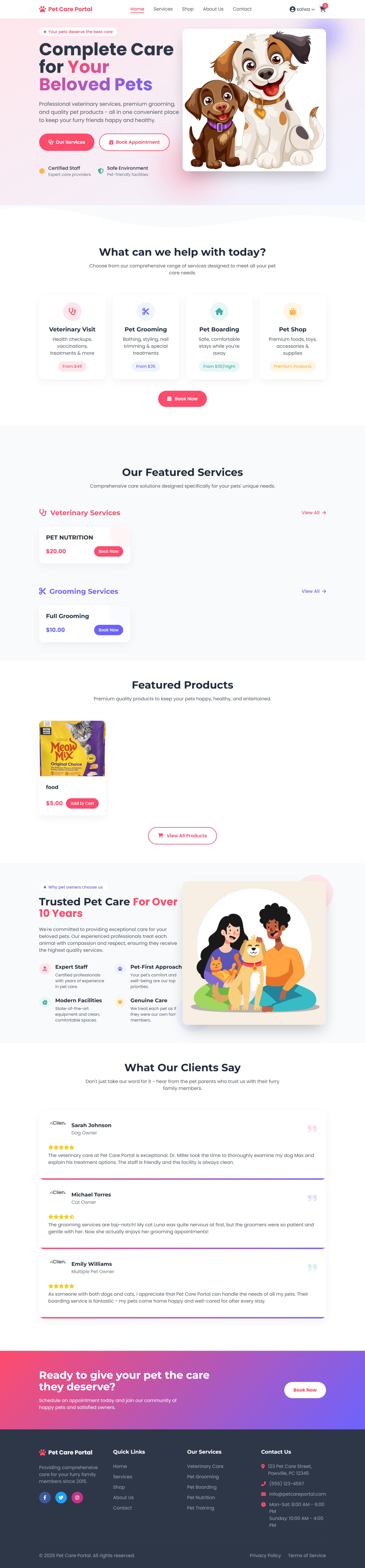 Gallery image for Pet Care Web Application