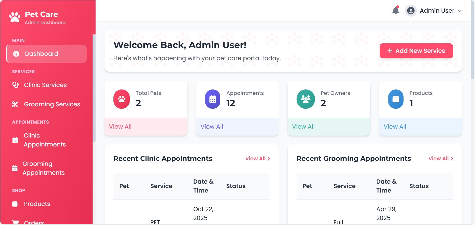 Gallery image for Pet Care Web Application