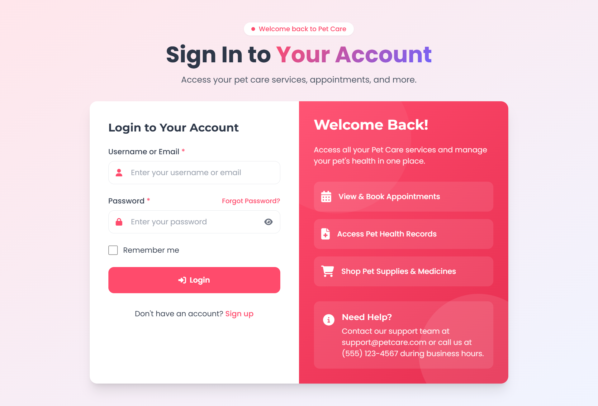 Gallery image for Pet Care Web Application